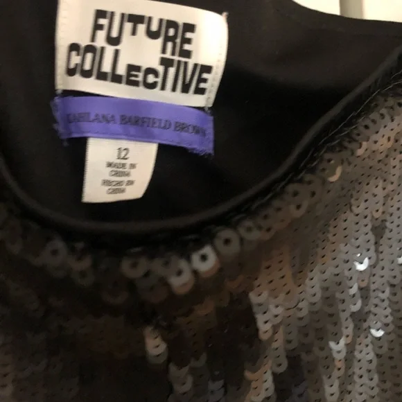 Future Collective Black Sequin Pants by Kahlana Barfield Brown Size 12 - Picture 4 of 7